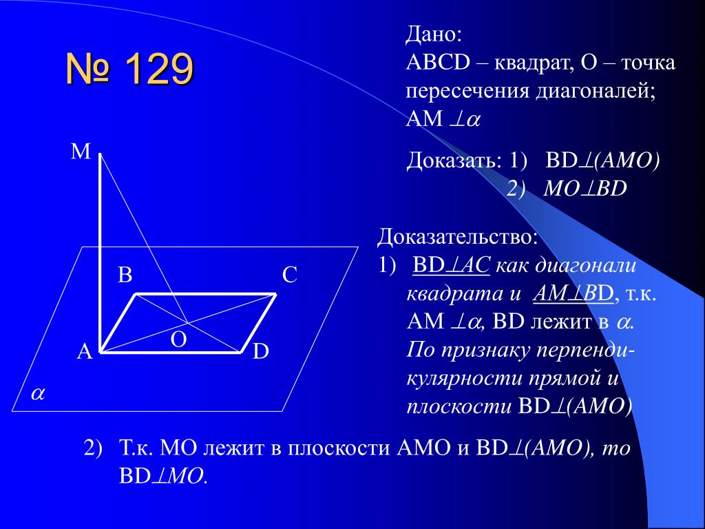 А перпендикулярна б а принадлежит а. Доказательство диагоналей квадрата. Прямая перпендикулярна плоскости квадрата. Квадрат ABCD. Плоскость квадрата.