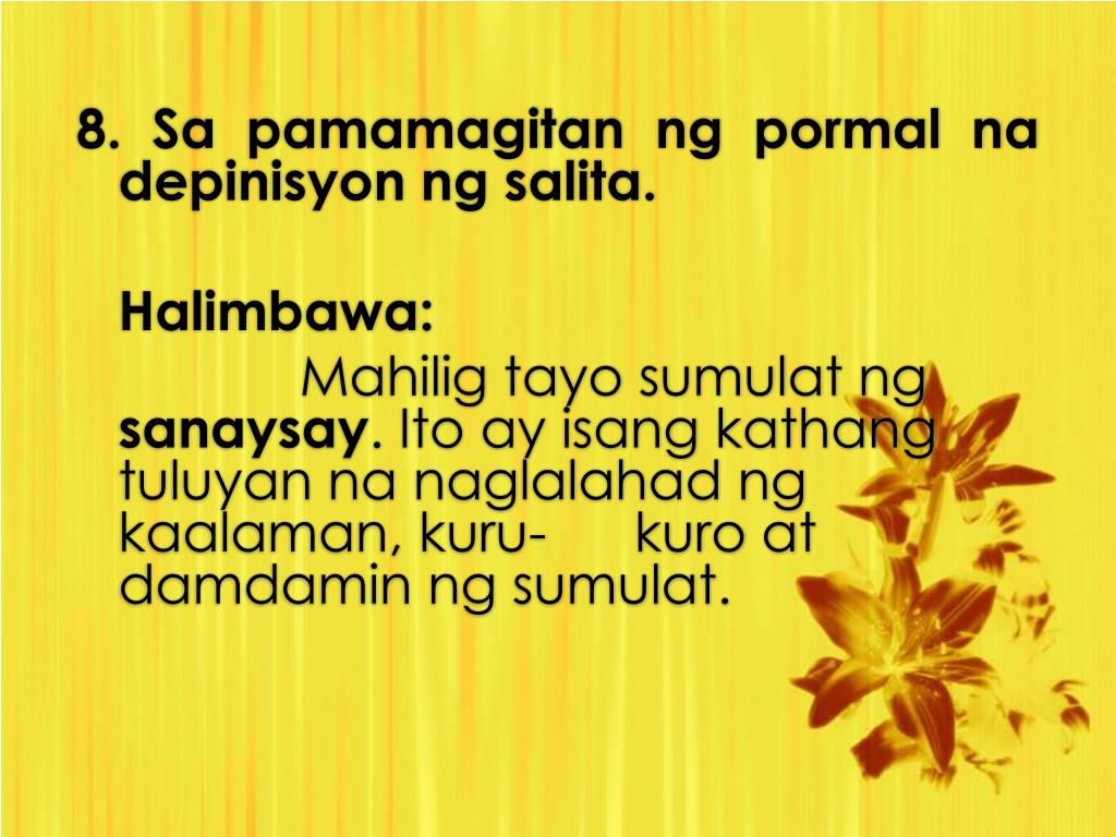PPT - Ang Talasalitaan Kaugnay sa Pag-unawa ng Teksto PowerPoint