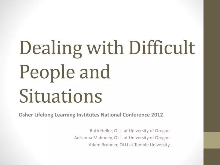 Dealing With Difficult People And Situations