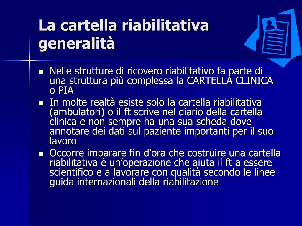 PPT - Cartella Riabilitativa PowerPoint Presentation, free download -  ID:3257968