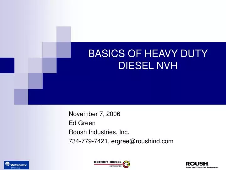 basics of heavy duty diesel nvh n.
