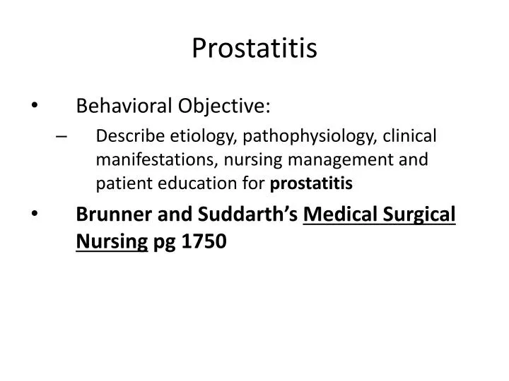pathophysiology of prostatitis slideshare