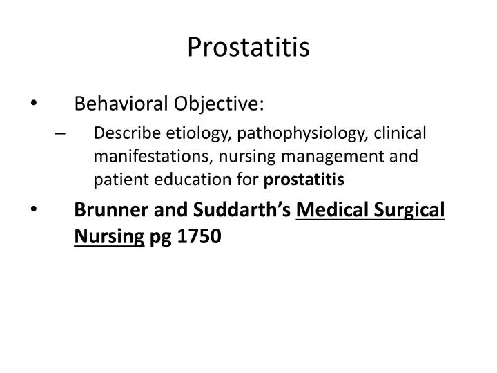 prostatitis pathophysiology ppt