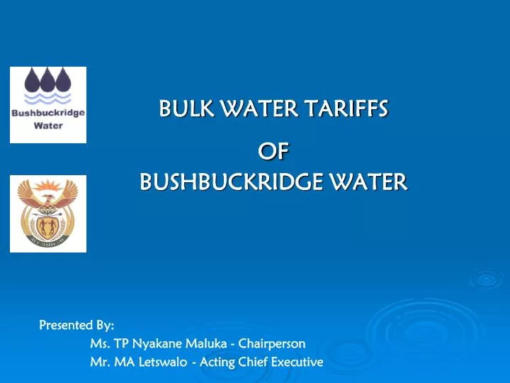 bulk water tariffs of bushbuckridge water n.