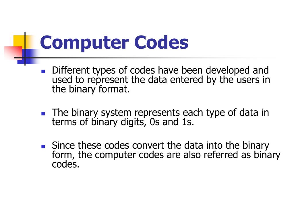 data presentation code used in computer