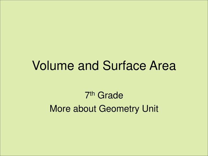 volume and surface area n.