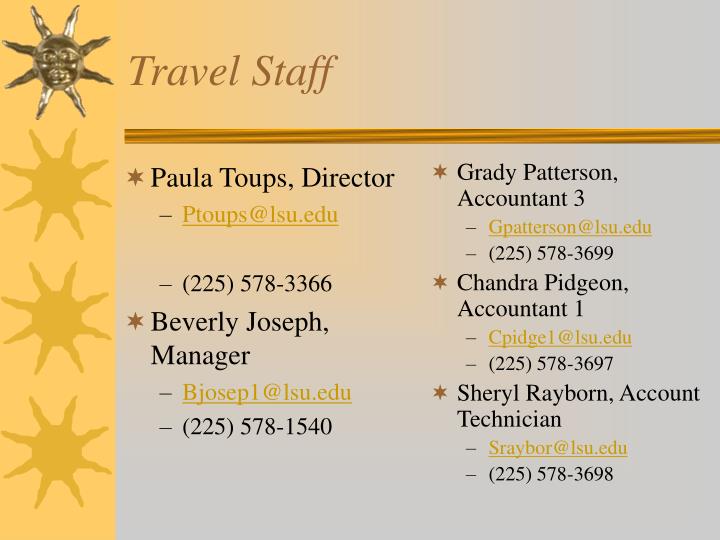 travel staff list