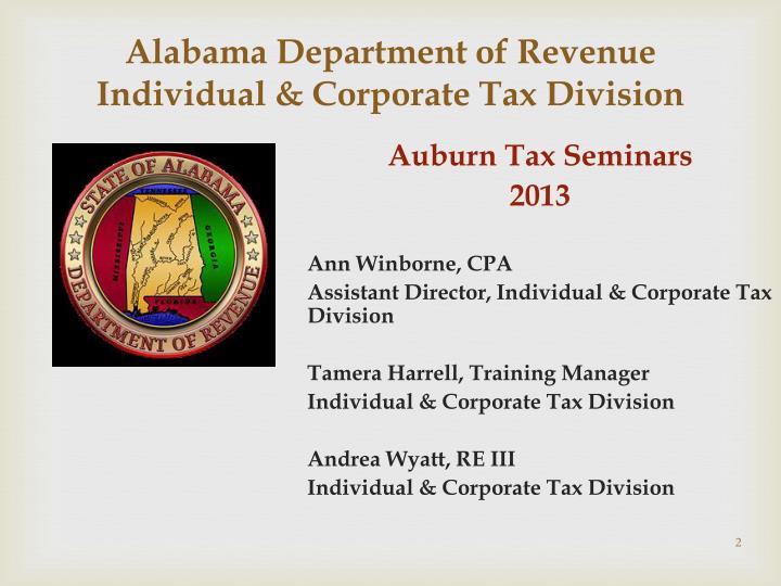 PPT Alabama Department of Revenue Individual & Corporate Tax Division