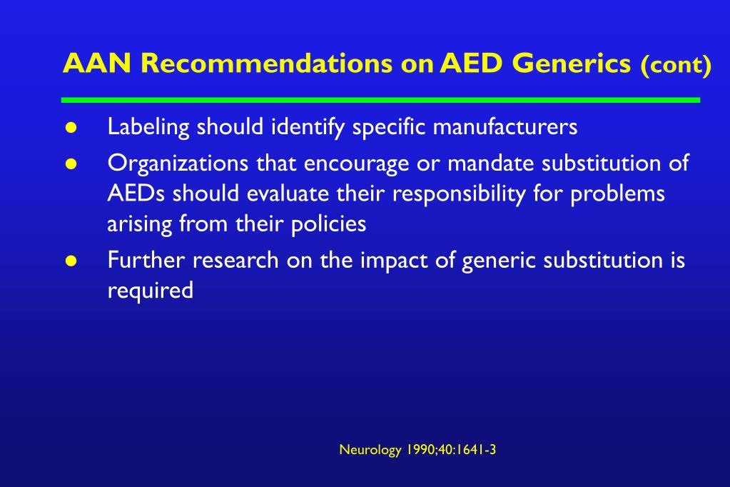 PPT - Generic and Brand Name AEDs: Considerations for Clinicians PowerPoint  Presentation - ID:3267631