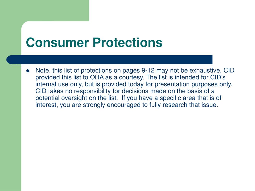 PPT - Understanding Consumer Protections: State and Federal Law in ...
