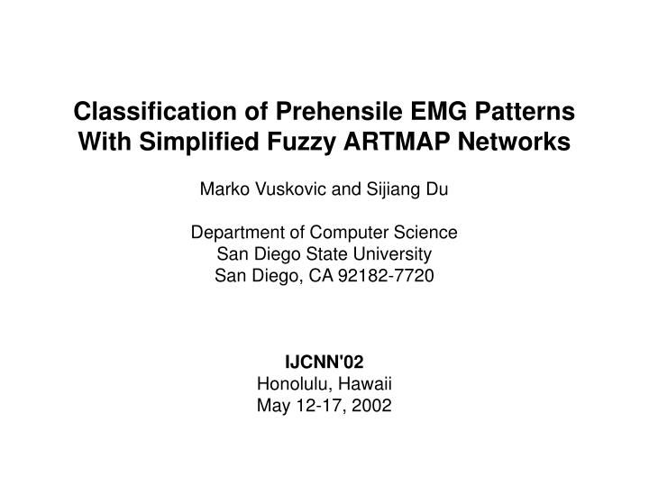 Ppt Classification Of Prehensile Emg Patterns With