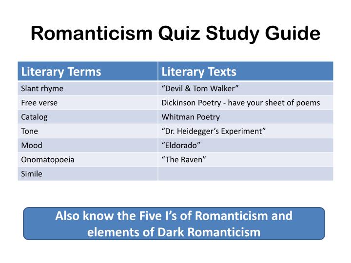 PPT - Romanticism Quiz Study Guide PowerPoint Presentation, free ...