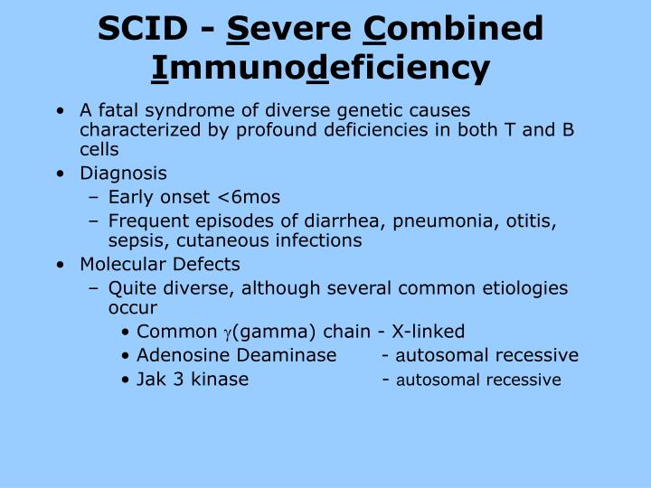 an overview of the severe combined immunodeficiency scid Severe combined immunodeficiency (scid) newborn screening was added to the recommended uniform screening panel (rusp) in may of 2010 following rigorous state based implementation programs in massachusetts and wisconsin. an overview of the severe combined immunodeficiency scid Severe combined immunodeficiency (scid) newborn screening was added to the recommended uniform screening panel (rusp) in may of 2010 following rigorous state based implementation programs in massachusetts and wisconsin.