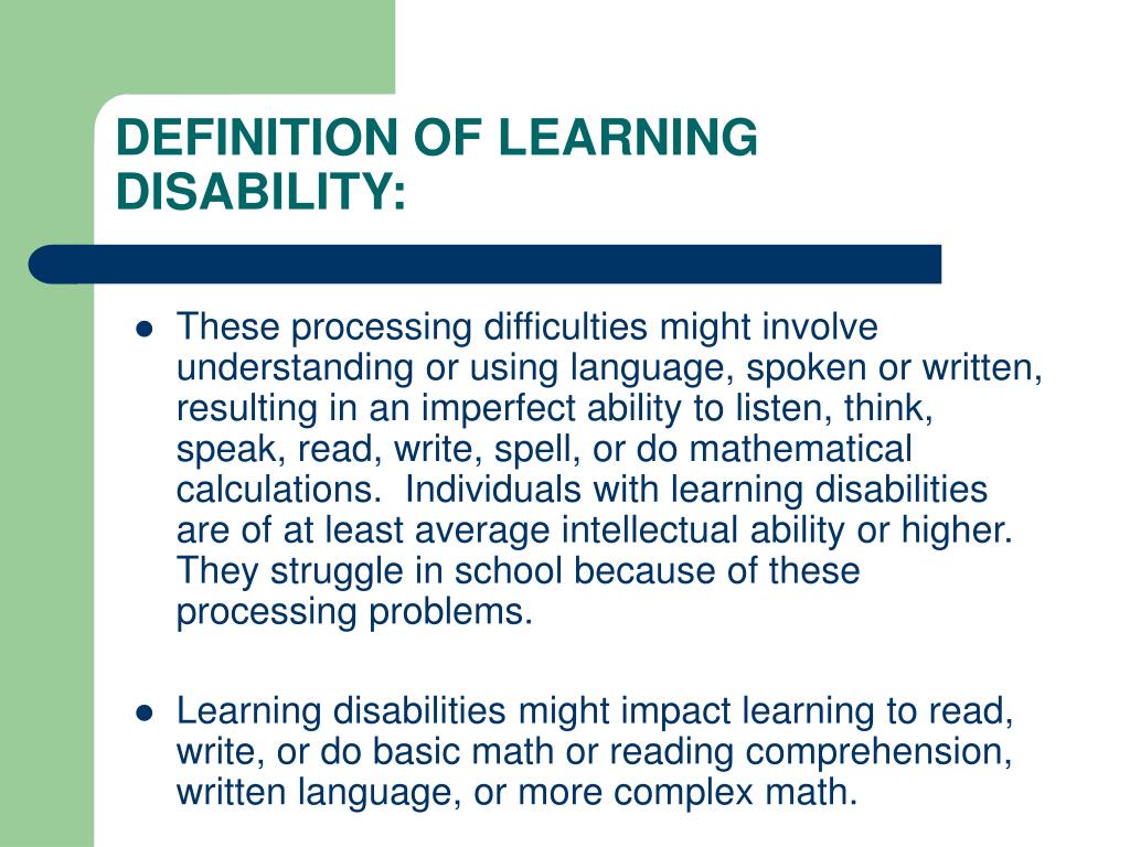 PPT Does Your Child Have A Learning Disability PowerPoint 