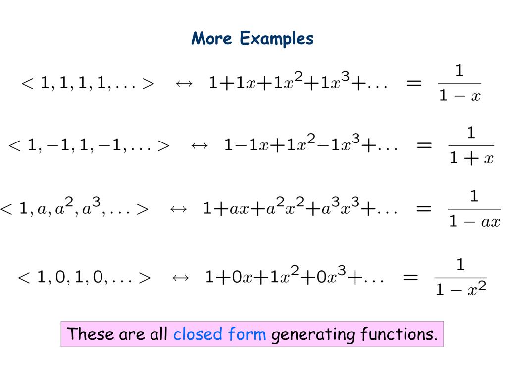Generating functions. Ordinary generating function. Function examples. Function problems. Generate.