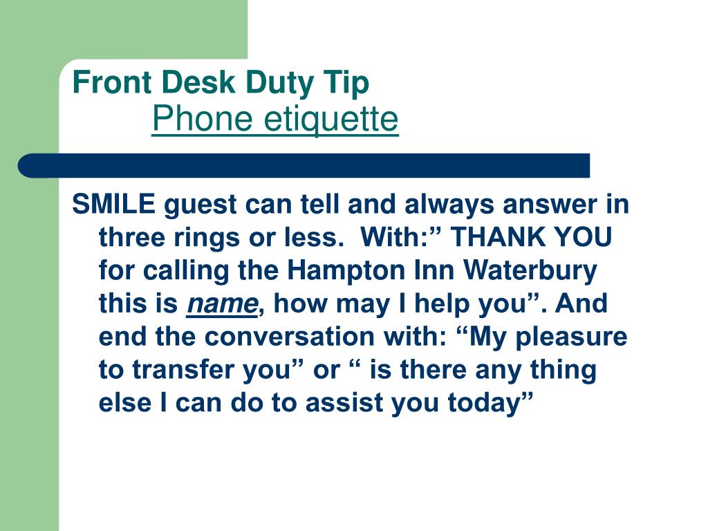Ppt Hampton Inn Waterbury Front Desk Employee Success Book