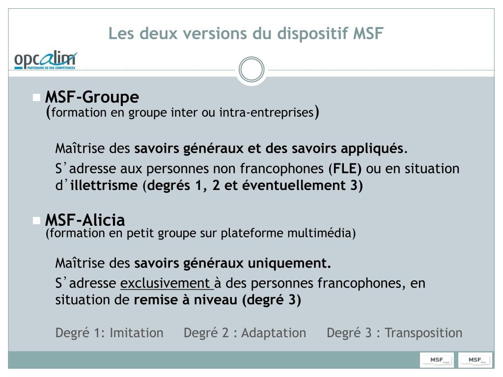 PPT - MSF Maîtrise des savoirs Fondamentaux PowerPoint Presentation ...