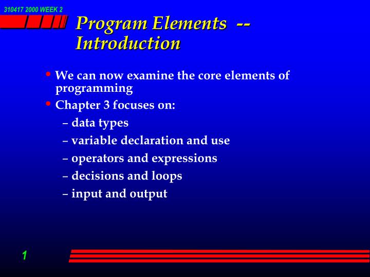 PPT - Program Elements -- Introduction PowerPoint Presentation, free ...