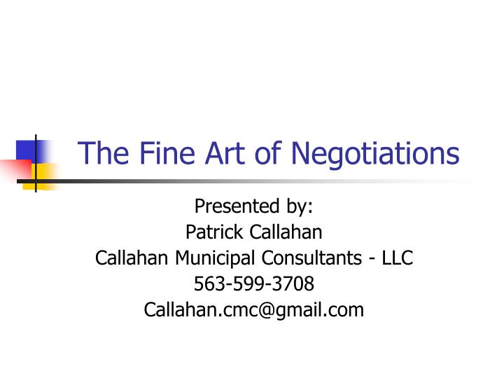 the fine art of negotiations n.