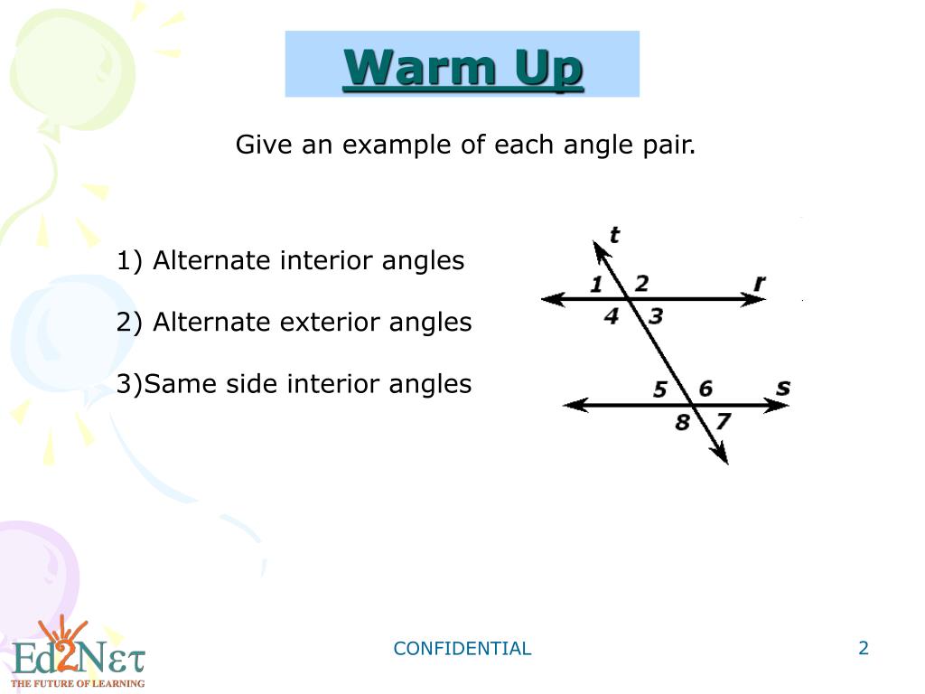 Ppt Geometry Angles Formed By Parallel Lines And