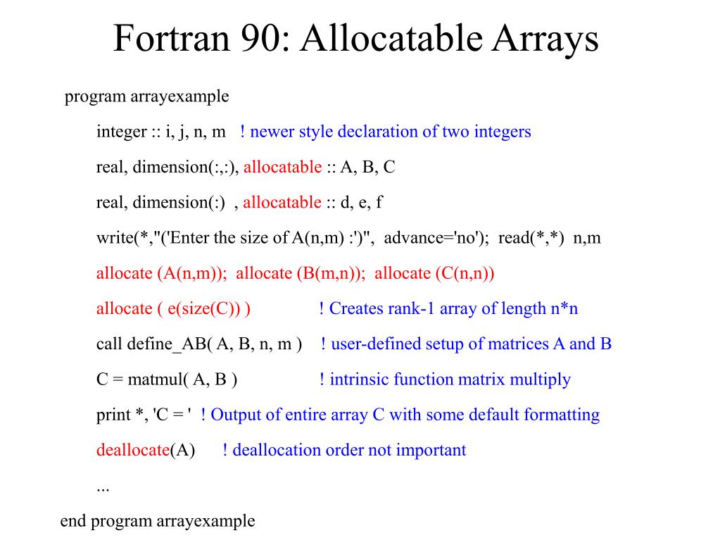 fortran allocatable array assignment