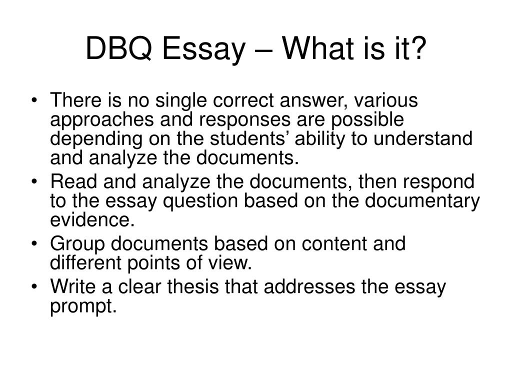 examples of a dbq essay