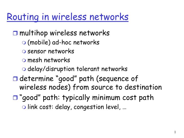 routing in wireless networks n.