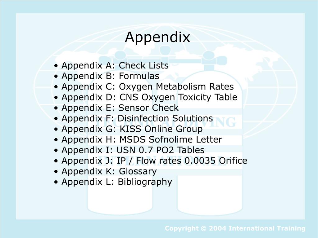 powerpoint presentation appendix