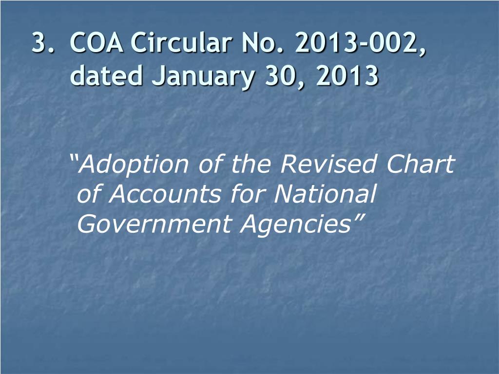 Revised Chart Of Accounts For National Government Agencies