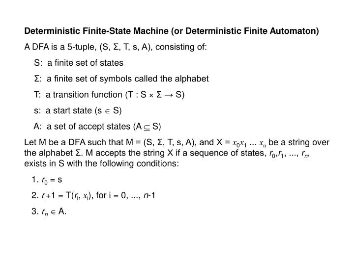 let m be a deterministic finite automaton defined by