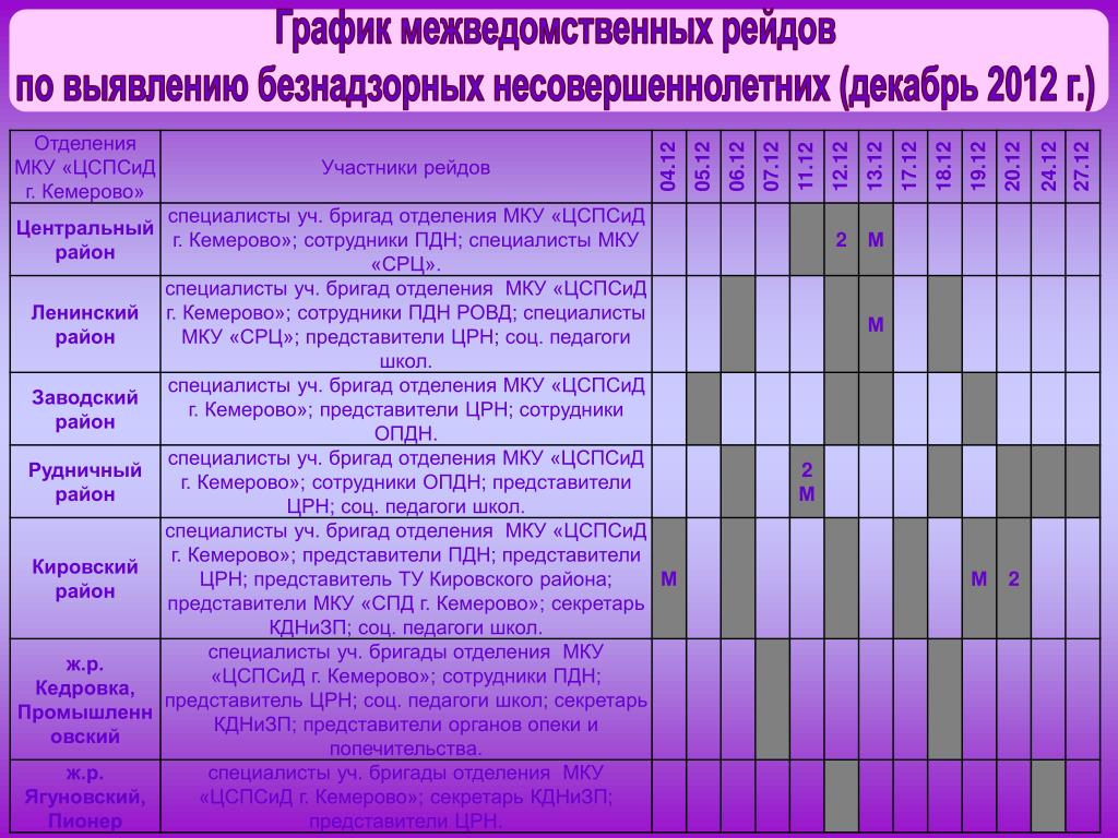 План рейдовых мероприятий