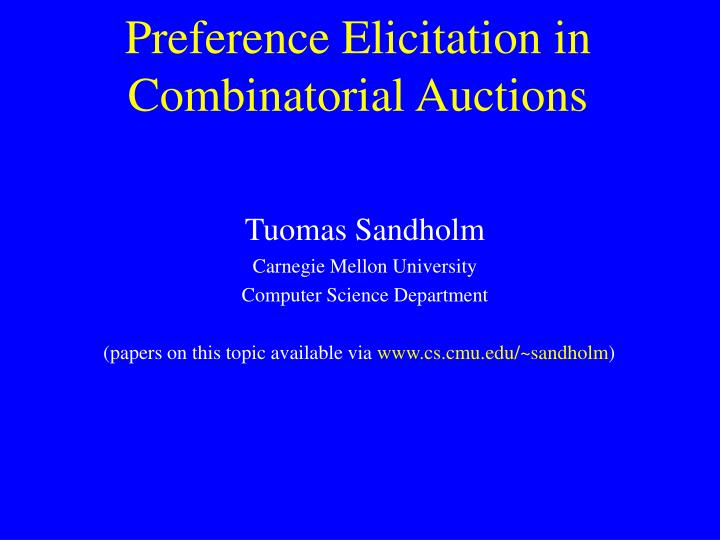 preference elicitation in combinatorial auctions n.