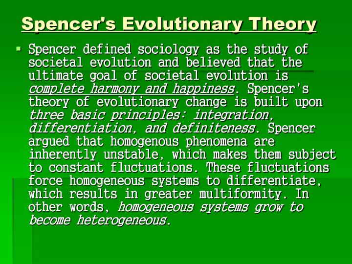 theory of evolution by spencer