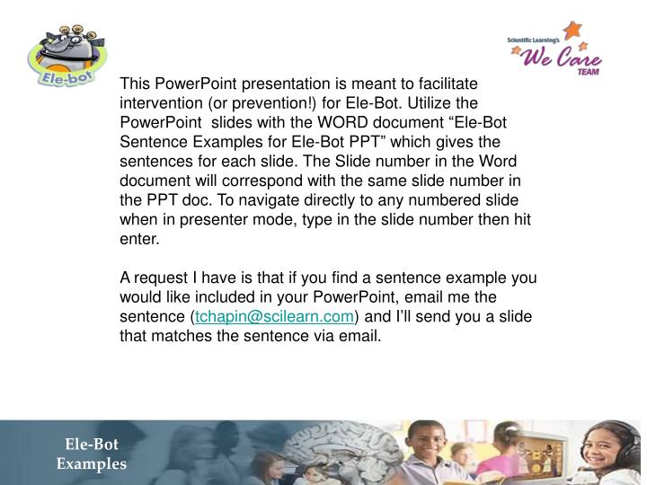 Ppt Ele Bot Examples Powerpoint Presentation Free