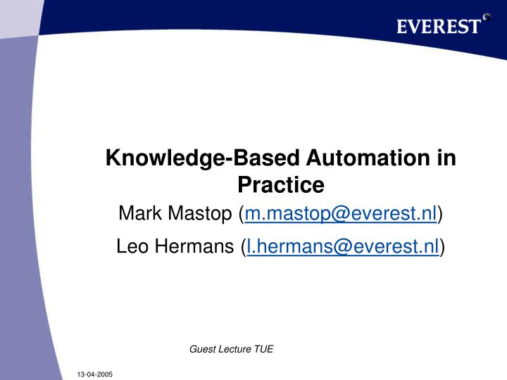PPT KnowledgeBased Automation in Practice PowerPoint Presentation, free download ID3293541