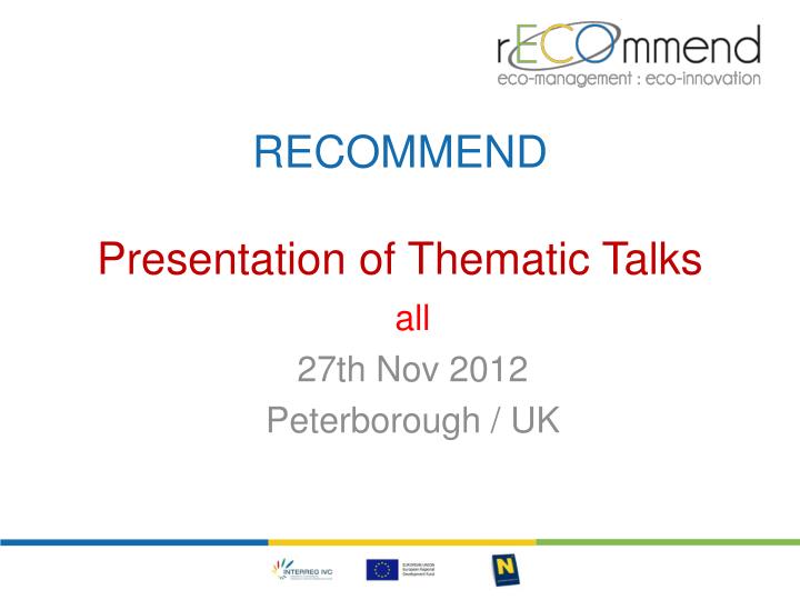 recommend presentation of thematic talks n.