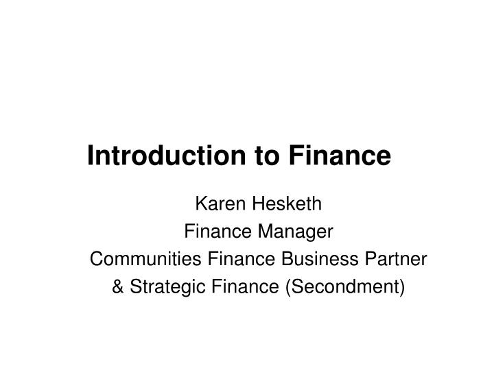 introduction to finance n.