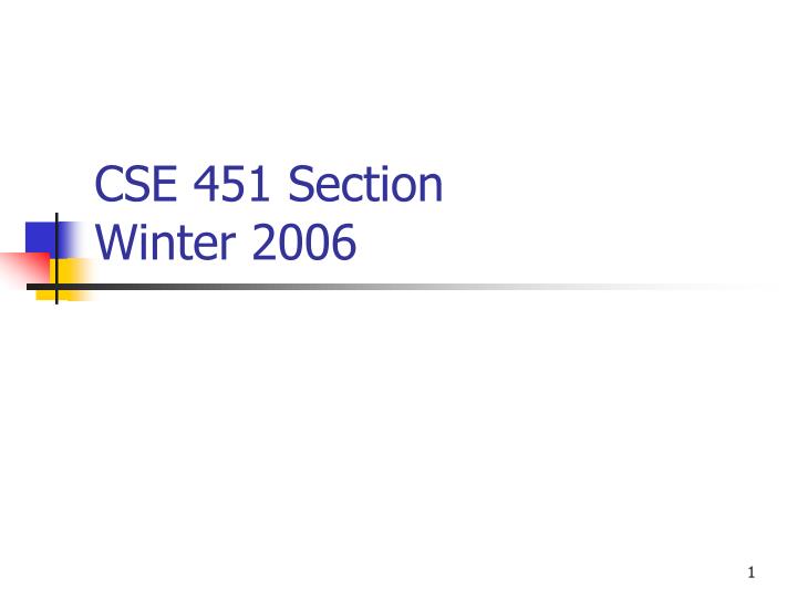 PPT CSE 451 Section Winter 2006 PowerPoint Presentation, free