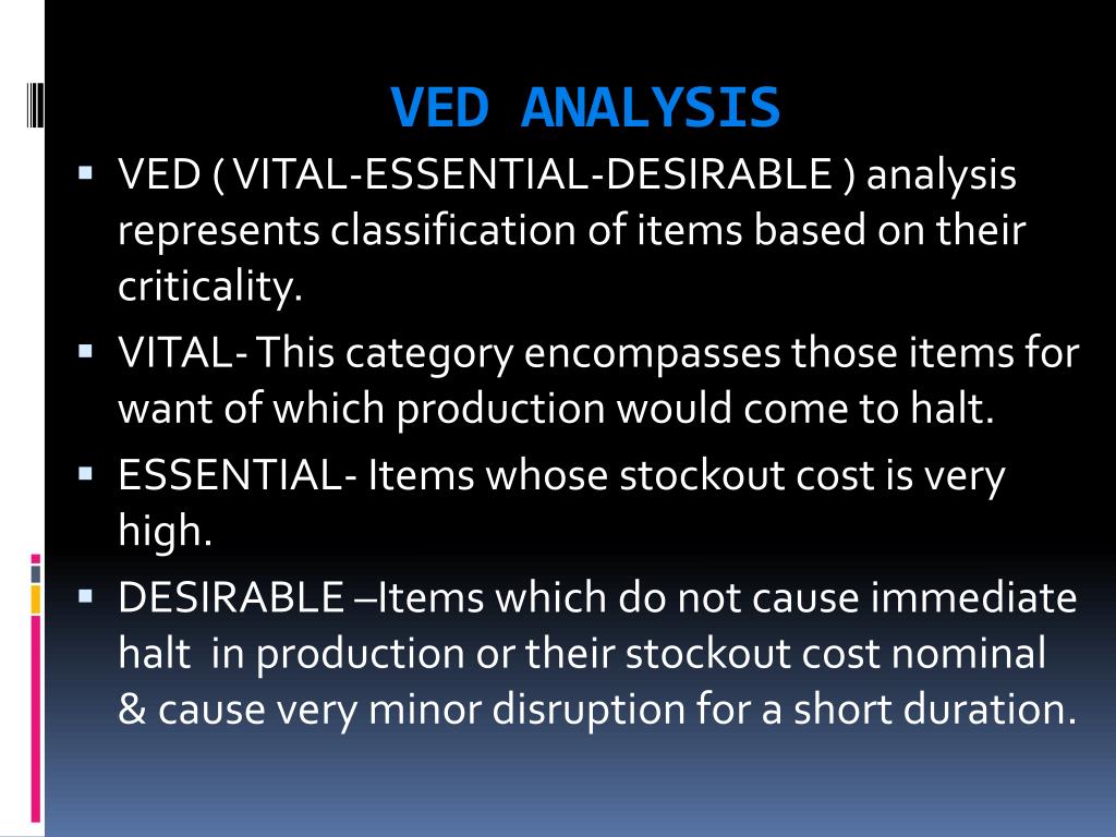 ved classification of inventory