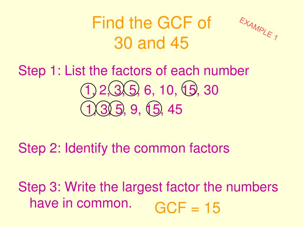 PPT - Factors and Greatest Common Factors (GCF) PowerPoint Presentation
