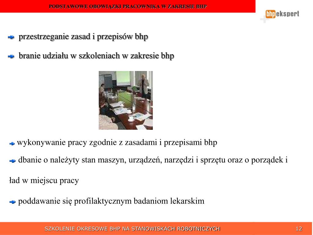 Test Szkolenie Okresowe Bhp Na Stanowiskach Robotniczych Odpowiedzi PPT - S ZKOLENIE OKRESOWE BHP NA STANOWISKACH ROBOTNICZYCH PowerPoint