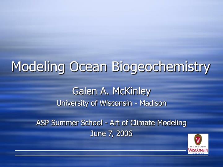 modeling ocean biogeochemistry n.