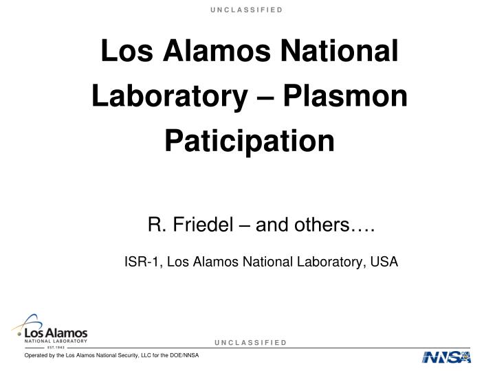 r friedel and others isr 1 los alamos national laboratory usa n.