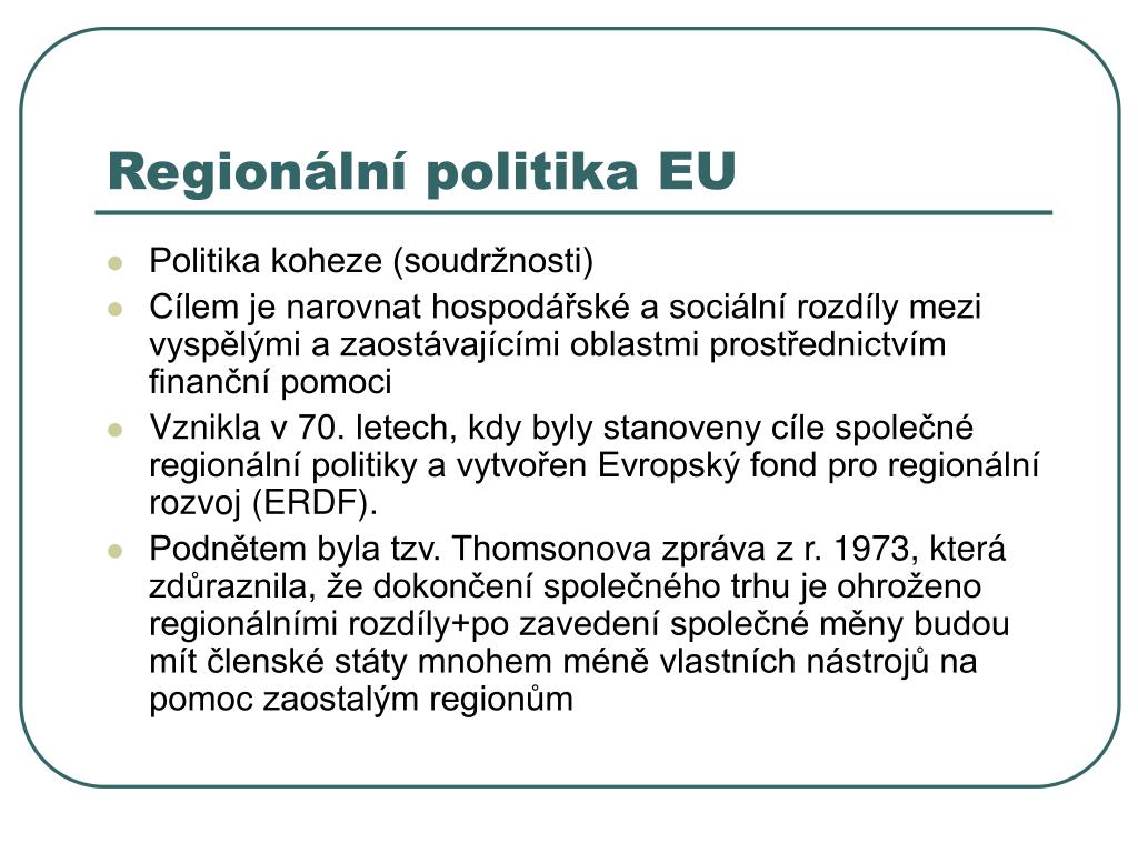 PPT - Regionální, sociální a dopravní politika EU PowerPoint Presentation -  ID:3309482