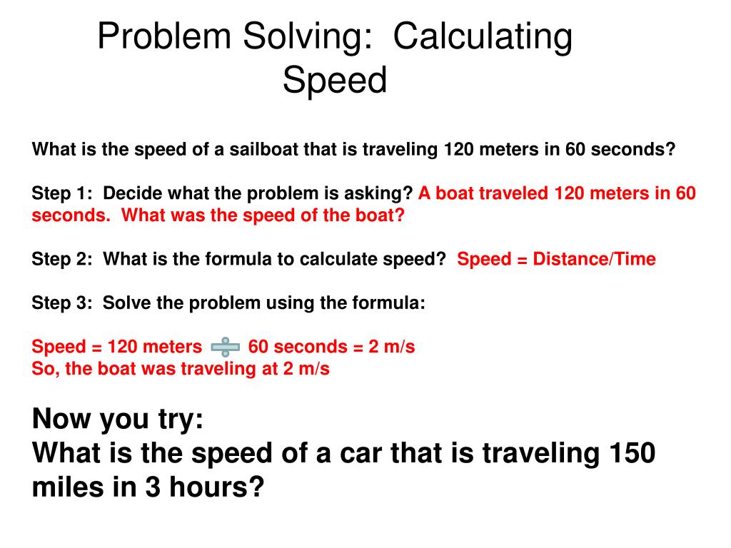 example problem solving of speed