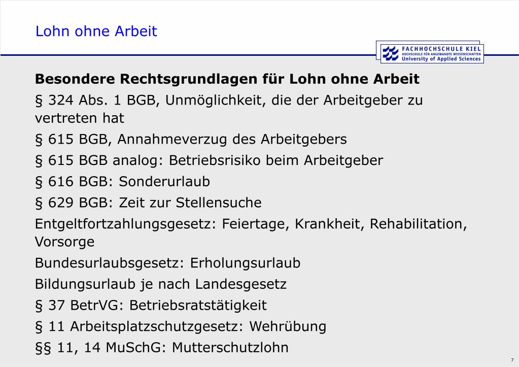Ohne Arbeit Kein Lohn PPT - Individuelles Arbeitsrecht - Ein Überblick - Prof. Dr. Udo Beer