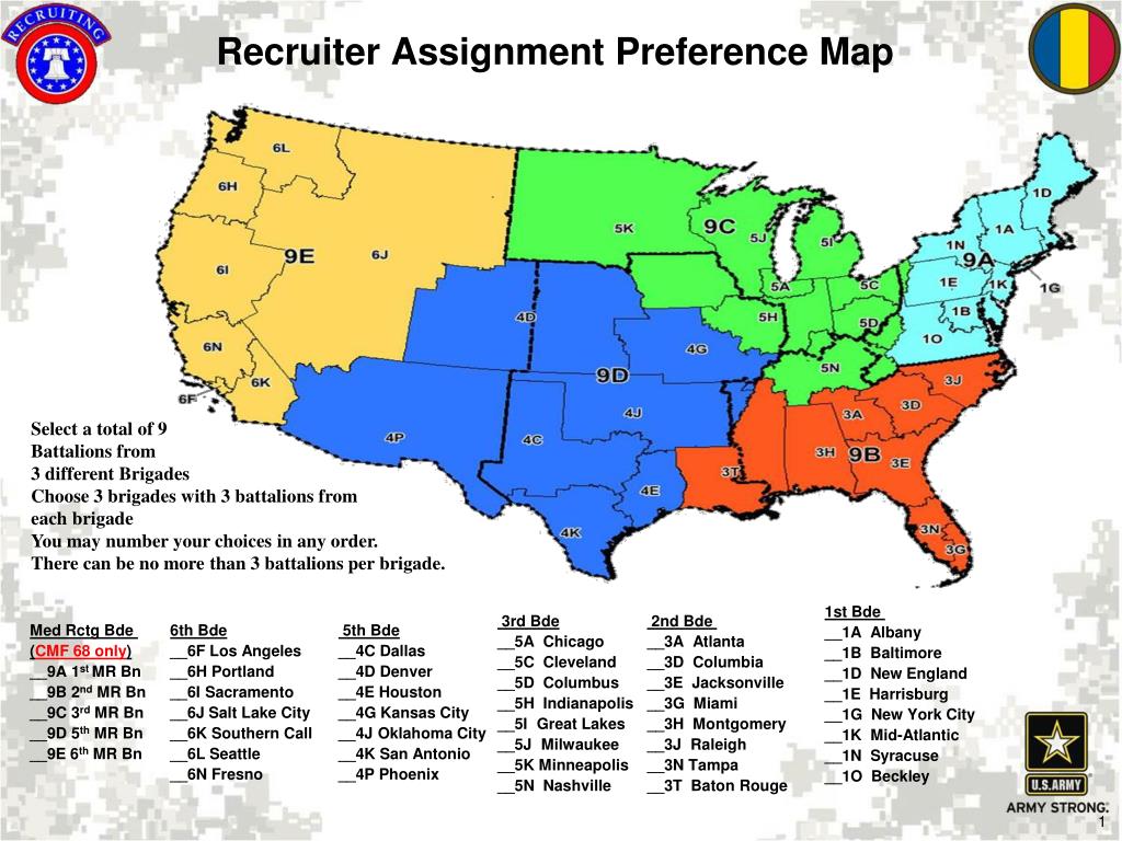 army recruiter assignment preference map