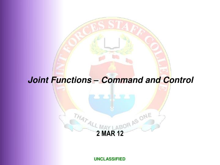 PPT - Joint Functions – Command and Control PowerPoint Presentation ...