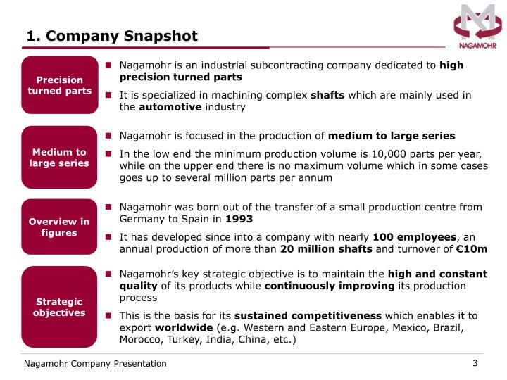 Ppt Nagamohr Company Presentation Point Id 3319806 Company Snapshot
