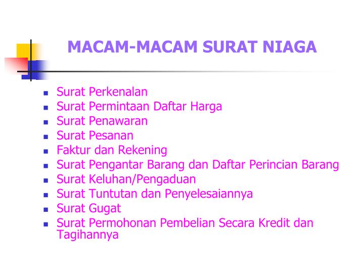 PPT SURAT  NIAGA BISNIS PowerPoint Presentation ID 3322088